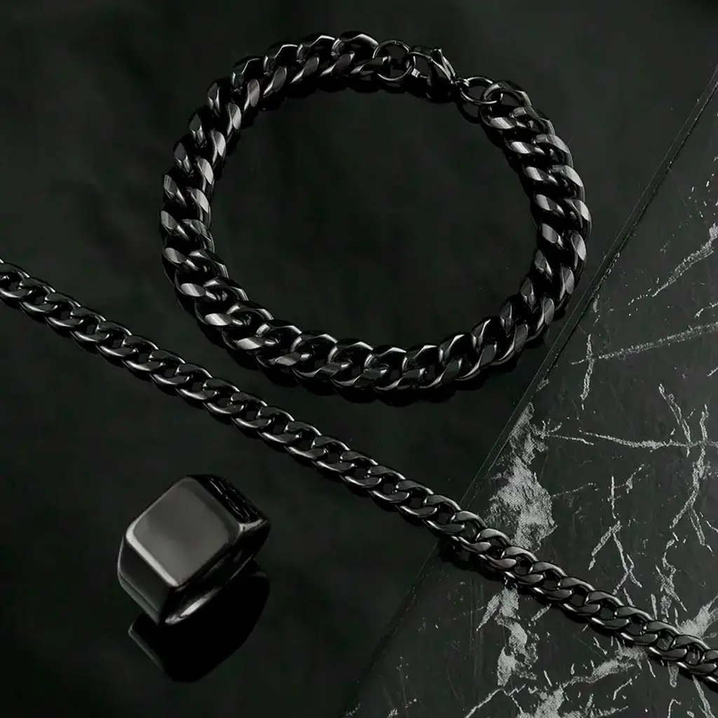 Kit de cadena negra para hombre 