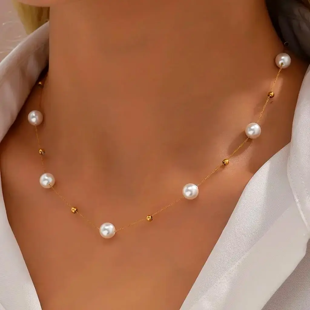 1pc Collar de Perlas Falsas de Estilo Elegante y Sencillo