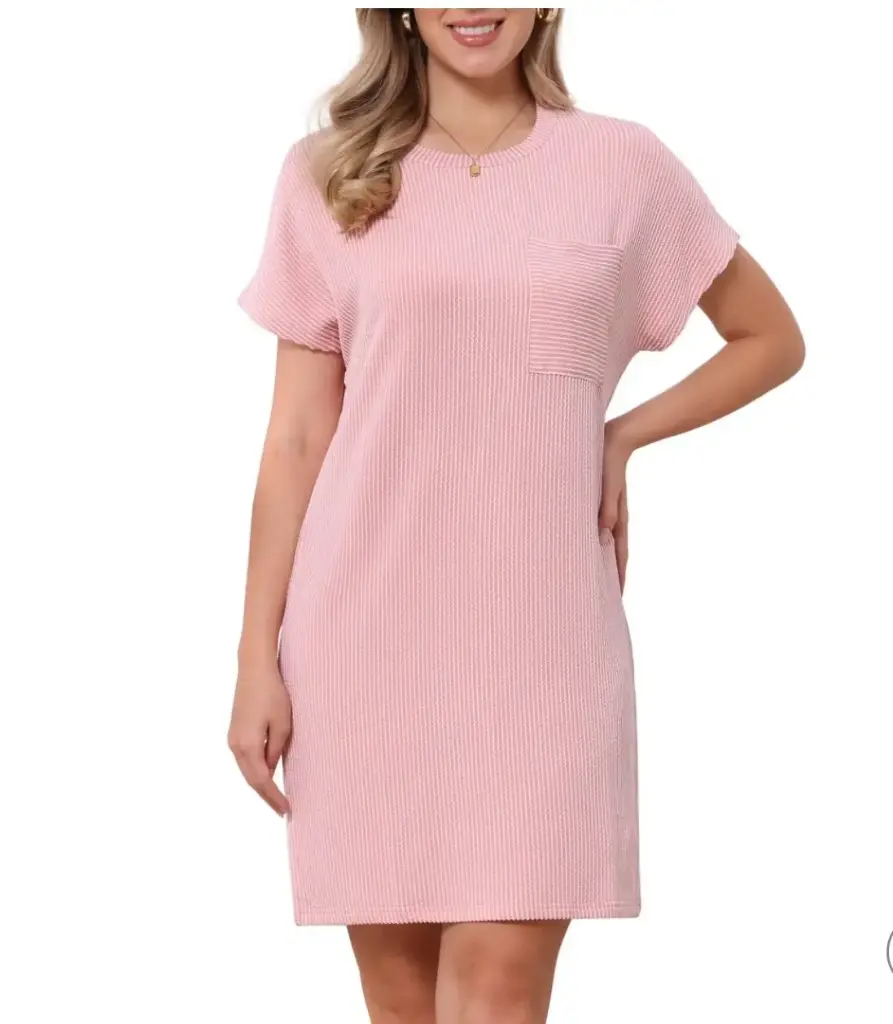 Vestido rosa corto líneas 