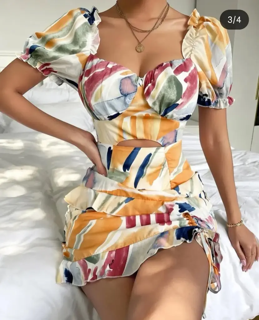 Vestido pegado colores con escote 