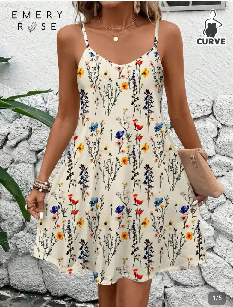 Vestido floreado blanco sin manga 