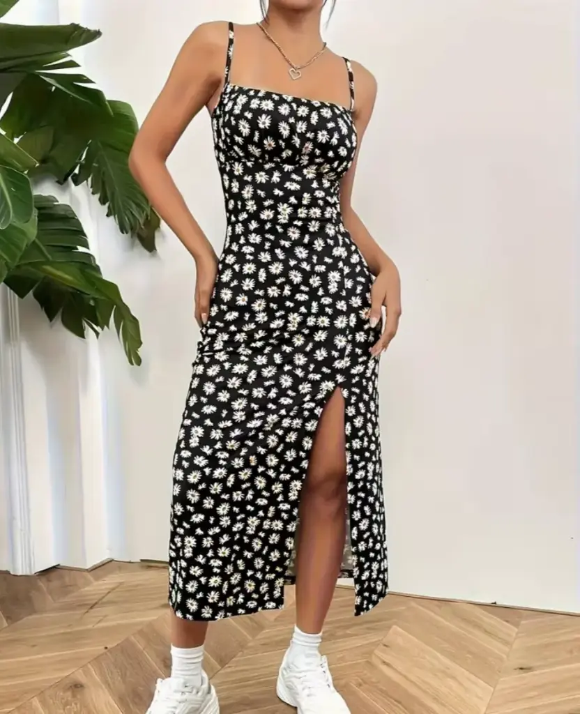 Vestido de flores negro 