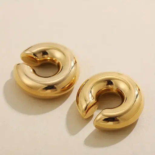 [51A2] Ear Cuff de acero Inoxidable dorado