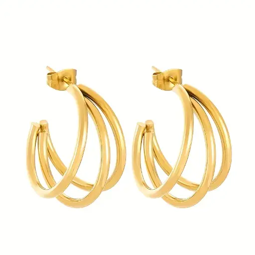 Elegantes Pendientes Tres Capas