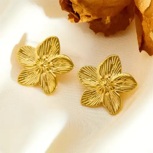Par de pendientes de estilo rural de flor