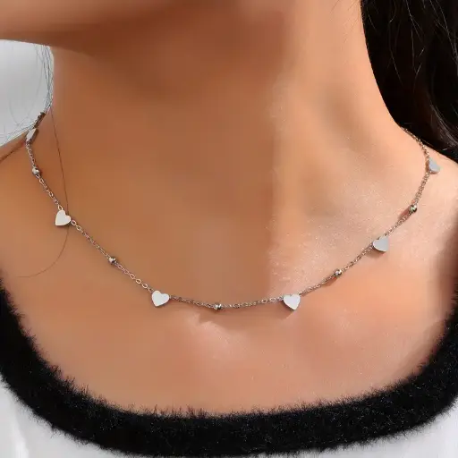 Collar con Colgante de Corazón Plata
