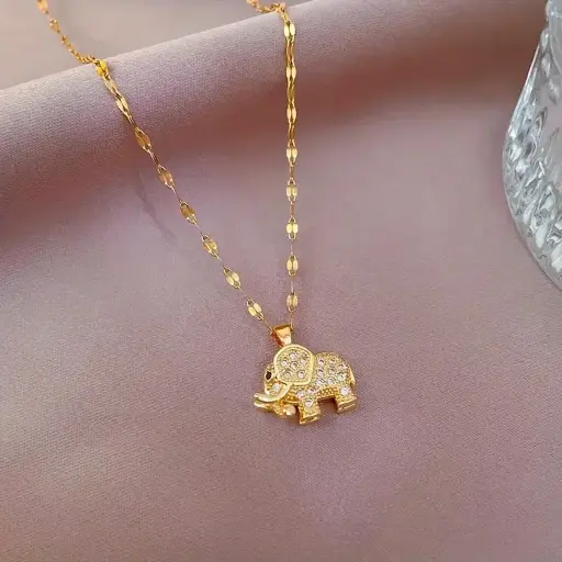 Collar de elefante 3D de lujo de cadena