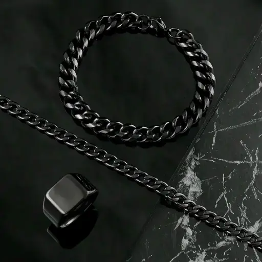 Kit de cadena negra para hombre 
