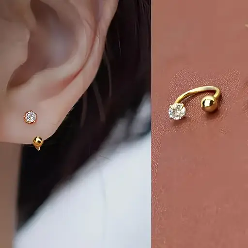 1pc Pendientes de Botón Elegantes de Acero Inoxidable con Circonita Cúbica Sintética