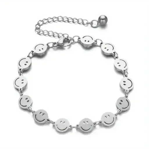 Pulsera con caritas felices Plata