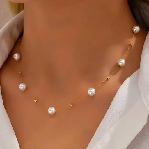 1pc Collar de Perlas Falsas de Estilo Elegante y Sencillo