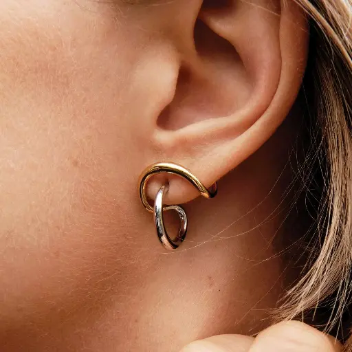 [A2511010] Arete Plateado con Dorado