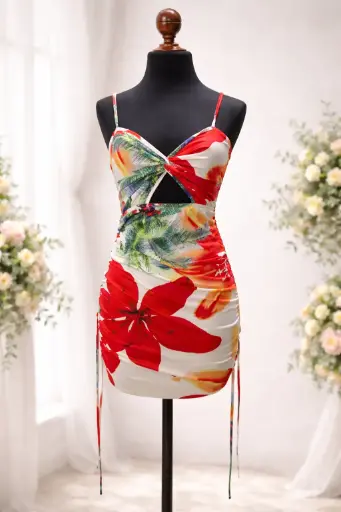[0000000005054] Vestido floreado pegado 