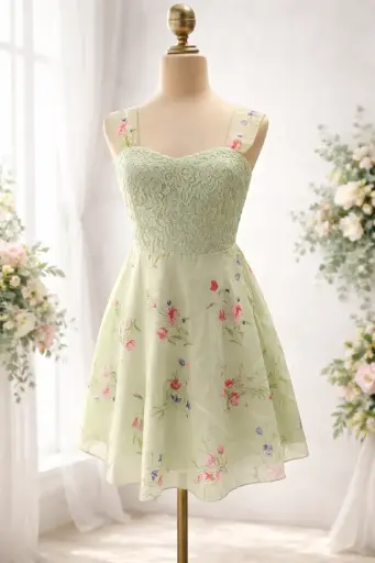 [0000000005055] Vestido verde flores 
