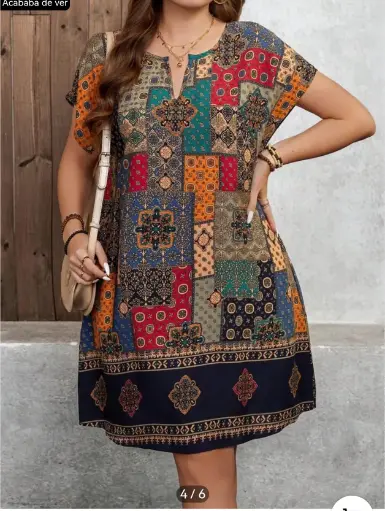 [0000000005058] Vestido casual con estampado de colores 